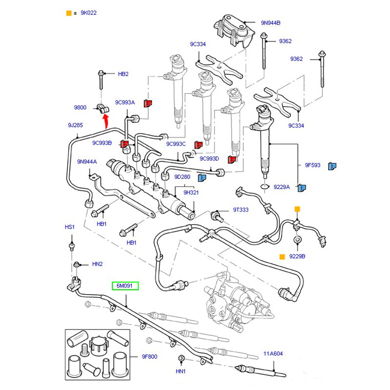 Glow Plug Rail Assembly to suit VH, VJ, VM Ford Transit YC1Q6M091BA / 1111737