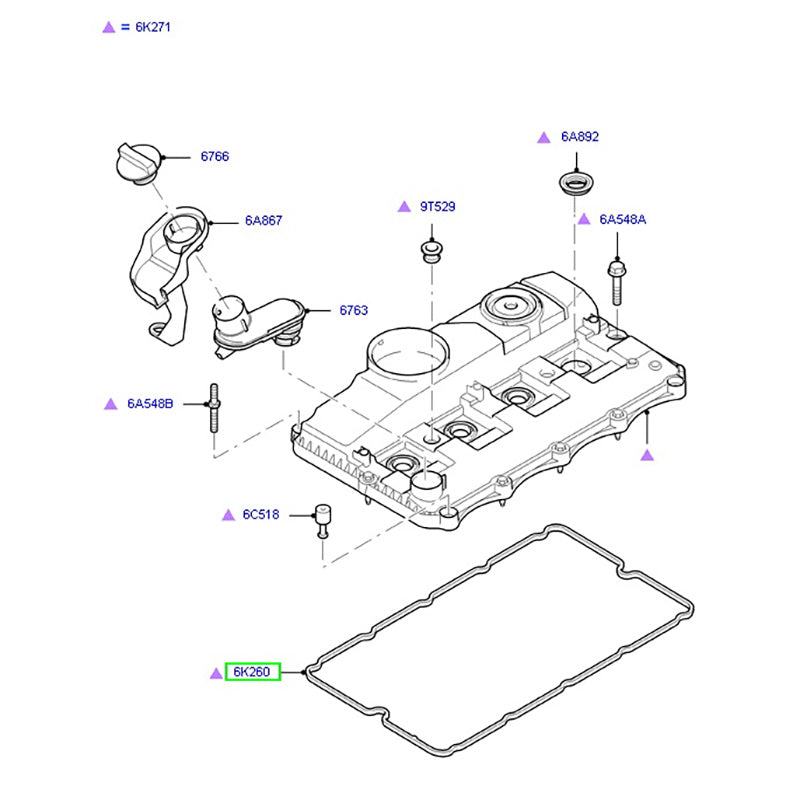 Genuine Tappet / Rocker Cover Gasket to suit 2.4L VH / VJ / VM Ford Transit 1143176 / XS7Q6K260AD