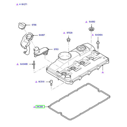 Genuine Tappet / Rocker Cover Gasket to suit 2.4L VH / VJ / VM Ford Transit 1143176 / XS7Q6K260AD