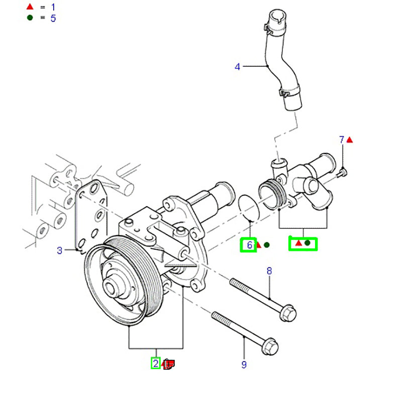 Genuine Waterpump Assembly Complete With Pulley & Plastic Housing to suit 2.4L VH, VJ, VM Ford Transit 2U1Q8A558AA / 1308452