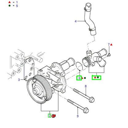 Genuine Waterpump Assembly Complete With Pulley & Plastic Housing to suit 2.4L VH, VJ, VM Ford Transit 2U1Q8A558AA / 1308452