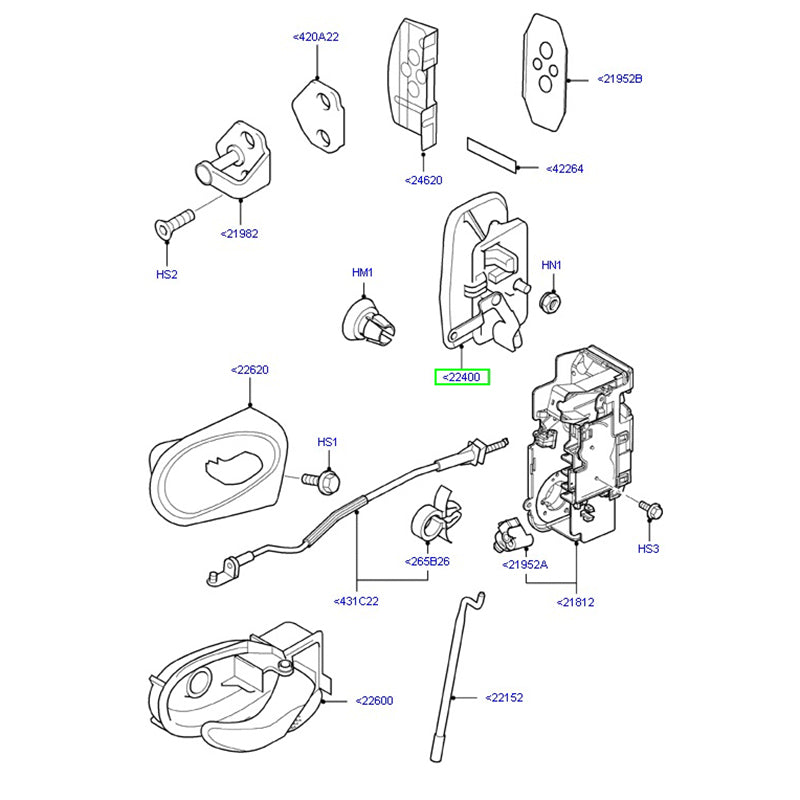 Door Handle Rear Barn Outer R/H To Suit VH/VJ/VM Ford Transit 4C16V22400BA / 1337127