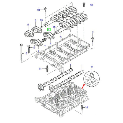 Exhaust Rocker Arm Shaft for Cylinder Head on Ford Transit 2.4L VH/VJ XS7Q6K569AD / 1337352