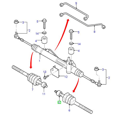 Right Hand Rack End Joint 16mm Normal Load to suit VH / VJ / VM Ford Transit 6C113L519AA / 1370709