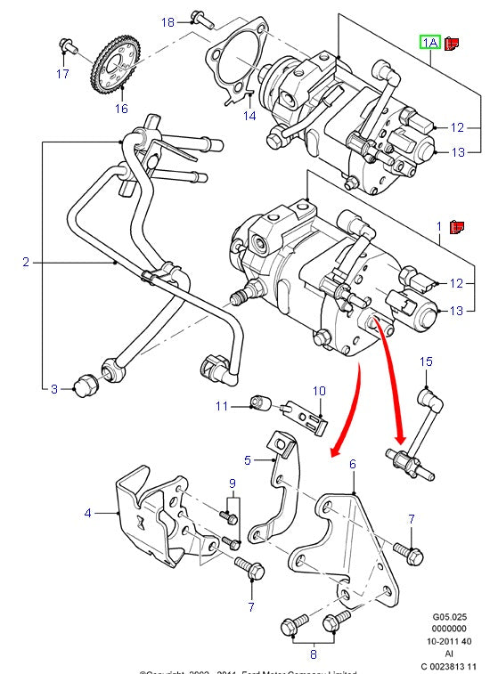 Genuine High Pressure Fuel Pump to suit 2.4L 6 SPD VJ 135HP Ford Transit 3S7Q9B395AA / 1376293