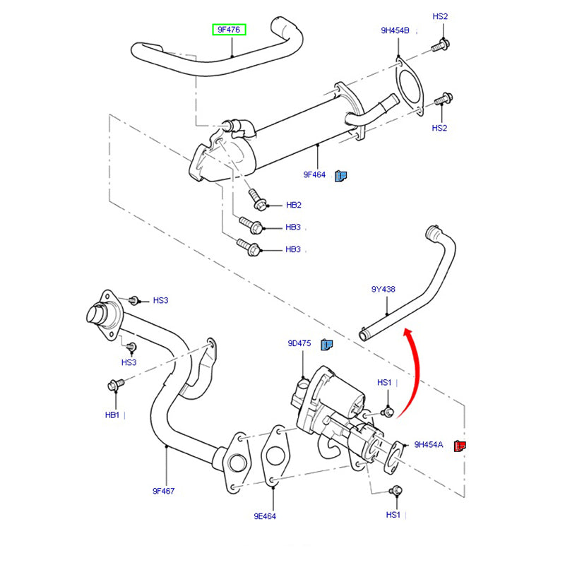 EGR Coolant Hose To Suit Ford Transit VM 2.2L 6C1Q9F476AC / 1440436