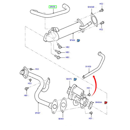 EGR Coolant Hose To Suit Ford Transit VM 2.2L 6C1Q9F476AC / 1440436