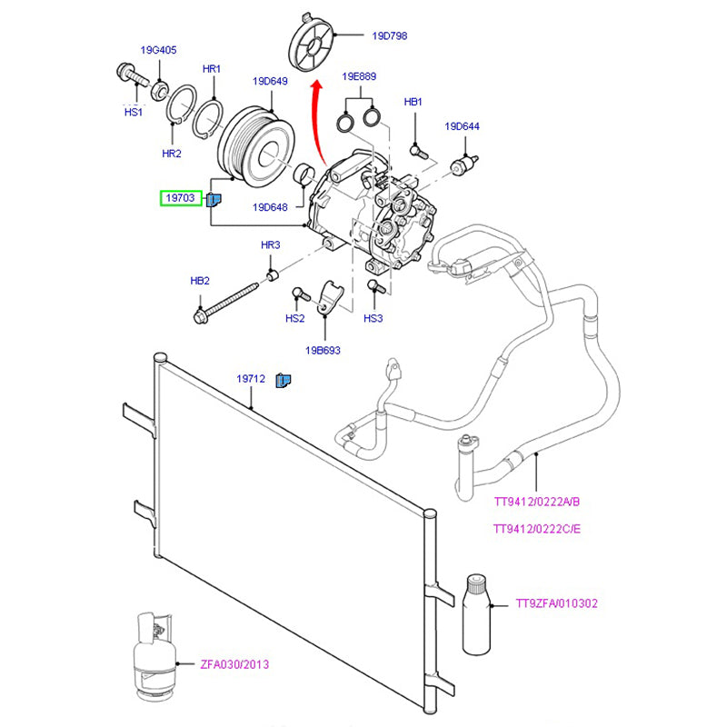 AC Compressor unit to suit 2.4L VM Ford Transit 6C1119D629BE / 1444893