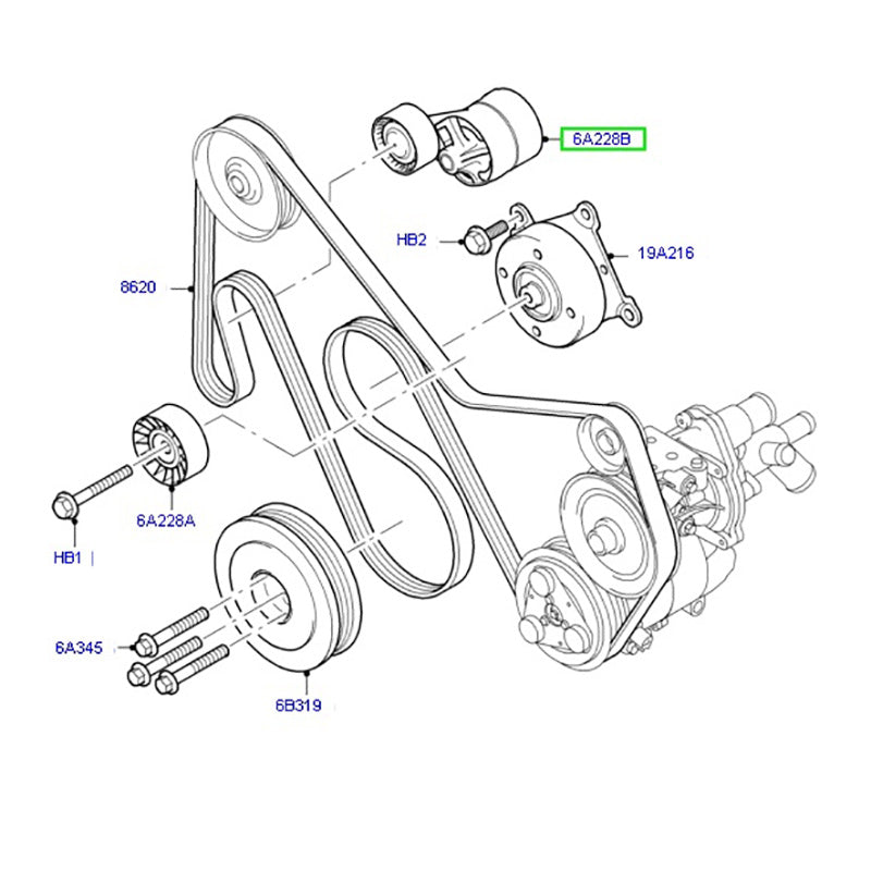 Drive Belt Tensioner suits VM 2.4L Ford Transits 6C1Q6A228BC / 1445915