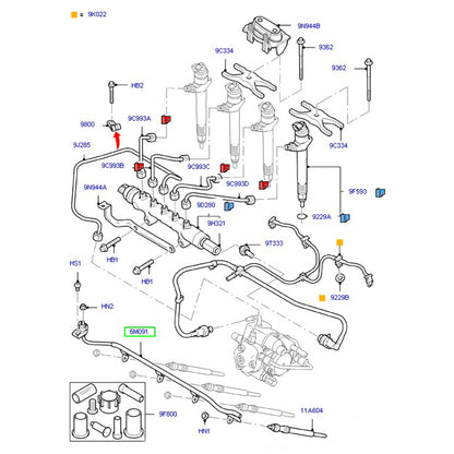 Genuine Glow Plug Rail Assembly to suit VJ, VM 2.4L Ford Transit 6C1Q6M091BB / 1456751