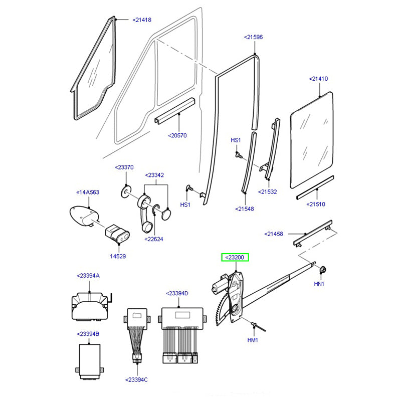 Right Hand Front Electric Window Regulator to suit VH, VJ, VM Ford Transit 6C11V23200AD / 1810414