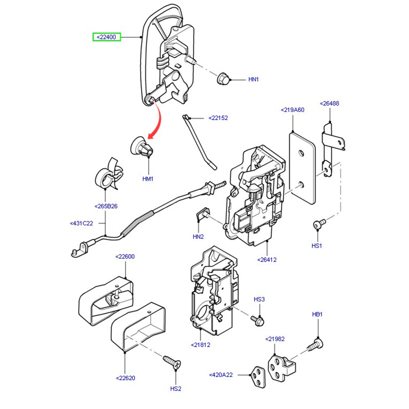 Genuine Ford Door Handle Front L/H Outer To Suit VH / VJ / VM Ford Transit YC15V22401AL / 1493202