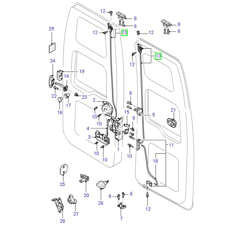 Rear Door Top Catch & Cable To Suit VH / VJ / VM Ford Transit YC15V43287BH / 1494096