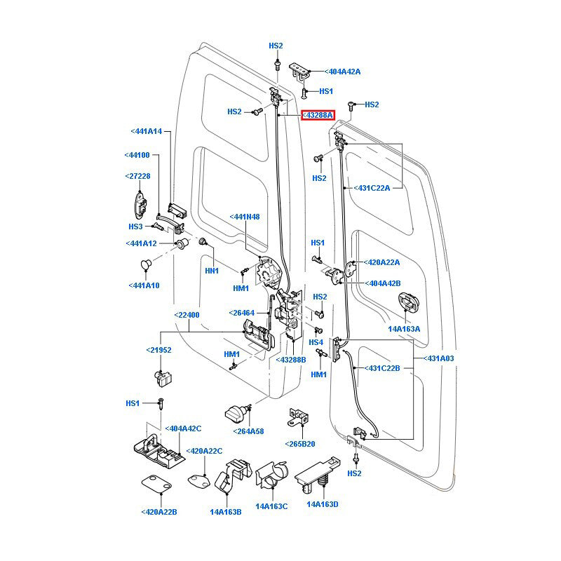 Genuine Rear Door Top Catch / Lock & Cable R/H to suit VH / VJ / VM Ford Transit YC15V43286AG / 1494097