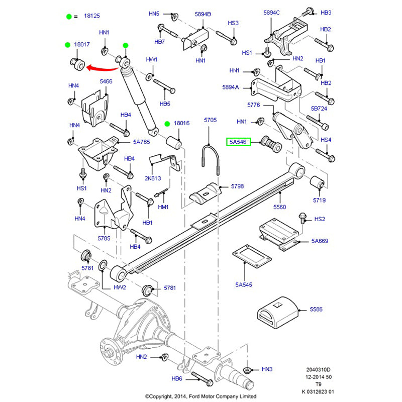 Genuine Rear Spring Shackle Bush to suit VM Ford Transit 6C115A546AB / 1526483