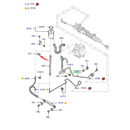 High Pressure Power Steering Hose 2.4L RWD VM Ford Transit 6C113E586BG / 1683587