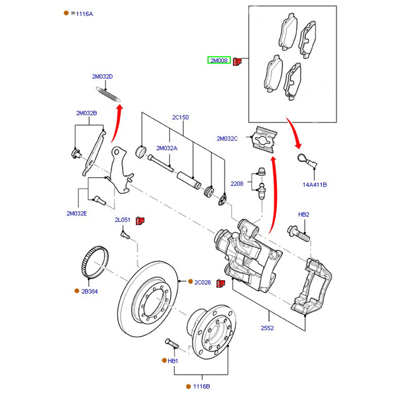 Rear Brake Pad Set to suit VM Transit Max Load 460E Series 8C1V2M008AB / 1718023