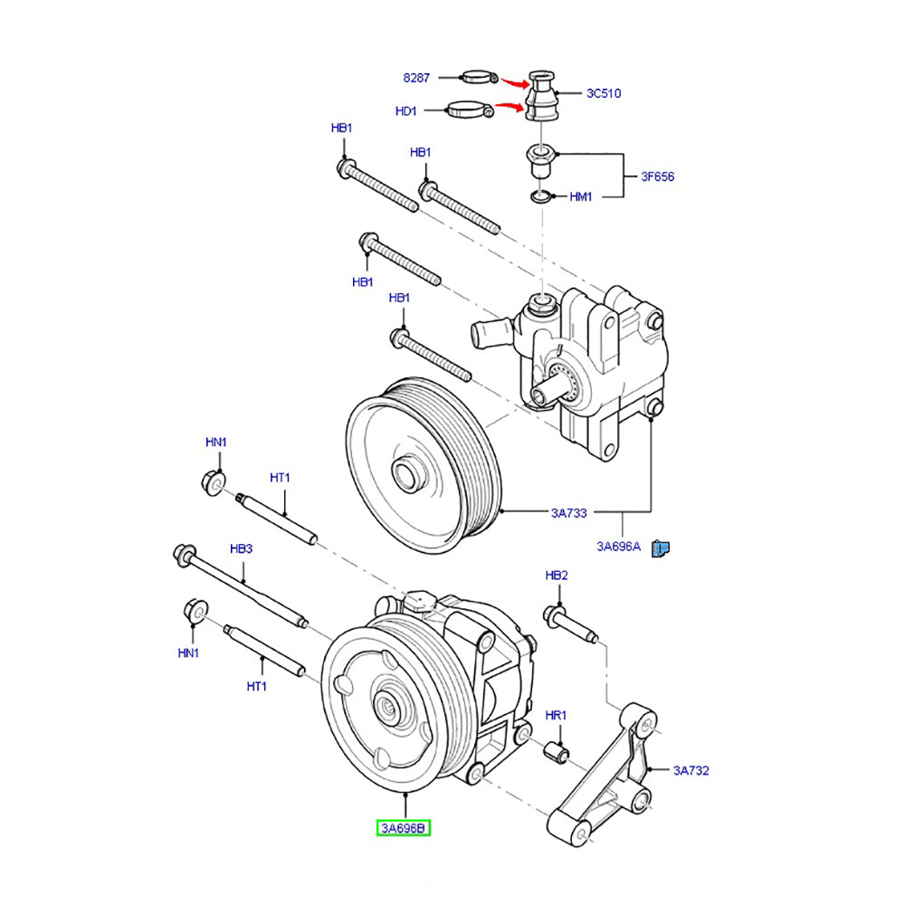 Genuine Power Steering Pump to suit 2.2L RWD VM / VO Ford Transit CC113A696BB / 1727117