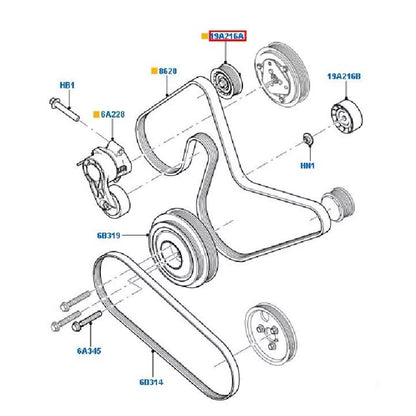 Drive Belt Pulley / Idler Pulley to suit VM / VO 2.2L Ford Transit CC1Q19A216DA / 1731729