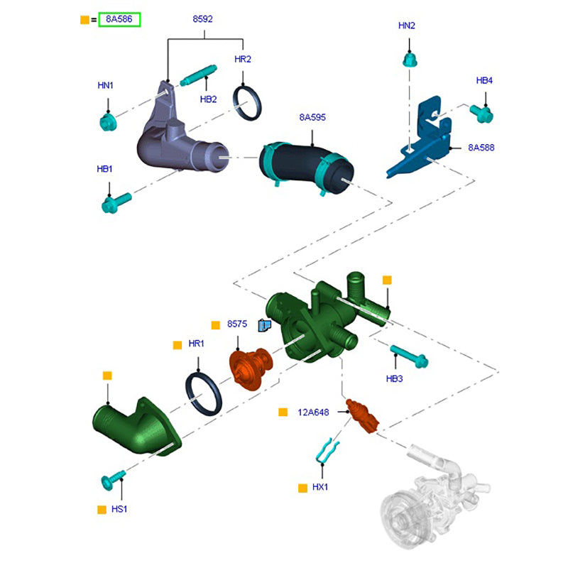 Thermostat Assy To Suit Ford Transit VM / VO 2.2L155PS RWD BK3Q8A586AB / 1731782