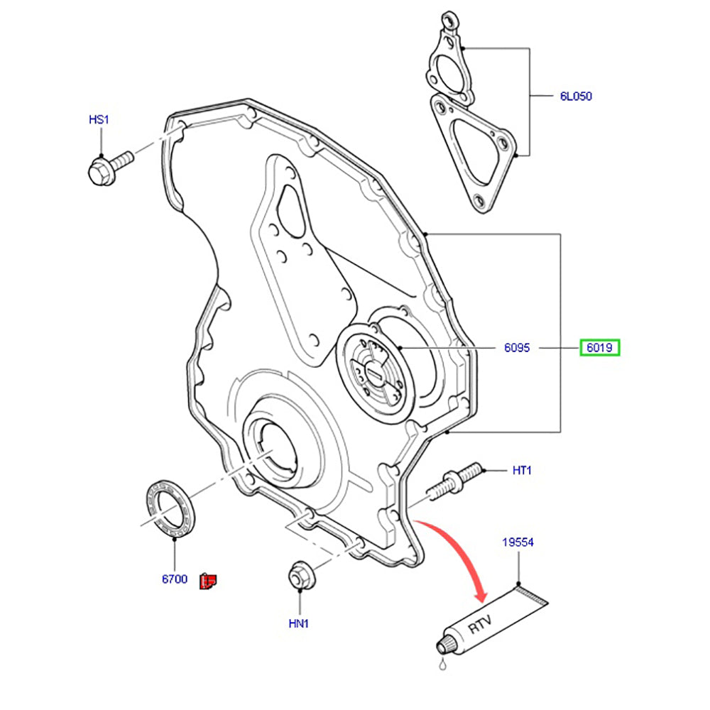 Genuine Timing Chain Cover to suit Ford Transit VH, VJ ,VM 2.4L 3C1Q6019AB / 1738863