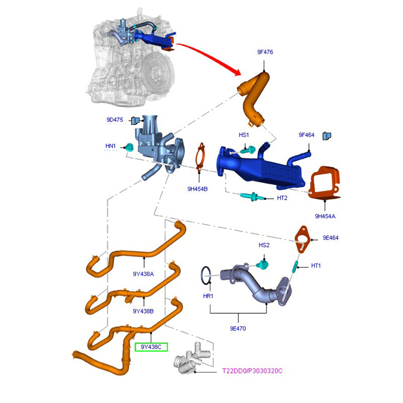 Genuine Ford EGR Coolant Hose To Suit Ford Transit VM 2.2L CC119Y438BC / 1752336
