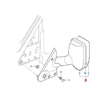 Genuine Complete Extended Door Mirror - RH suit VH / VJ / VM Ford Transit 6C1117682CJYG / 1786633