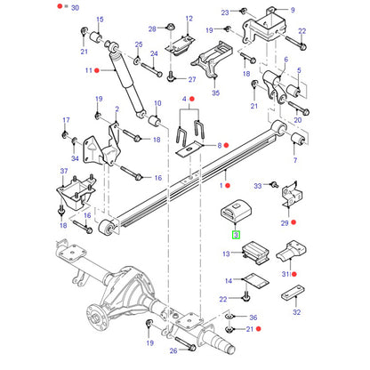 Rear Leaf Spring Bump Stop - Square Type to suit VH / VJ / VM Ford Transit 1802976 / YC155586AC