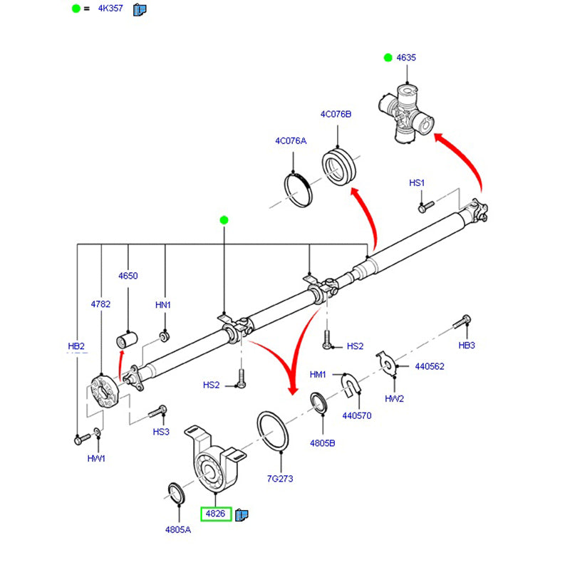 Tail Shaft Mount / Carrier Bearing / Propshaft Bearing to suit 6 Spd VM Ford Transit 8C114826AA / 1824066