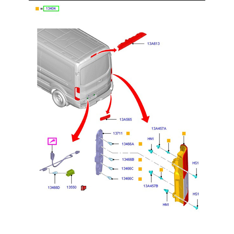 Genuine Ford Right Tail Lamp to Suit Ford Transit VO BK3113404AG / 1870425