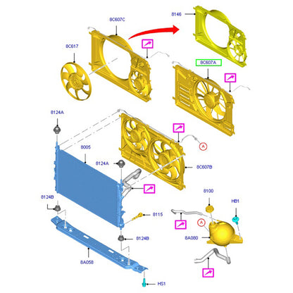 Genuine Fan Shroud / Housing & Motor Assembly to suit FWD 2.2L / 2.0L Ecoblue VO / VN Ford Transit BK218C607BB / 1933657