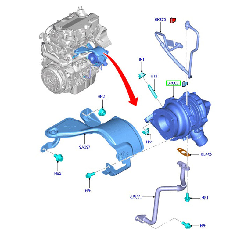 Genuine Turbo Charger to suit 2.2L 155PS RWD VM / VO Ford Transit  BK3Q6K682DA / 2175582