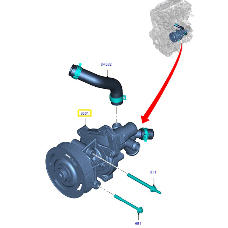 Genuine Ford Water Pump  To Suit Ford Transit VM / VO 2.2L RWD BK3Q8A558CD / 2460308