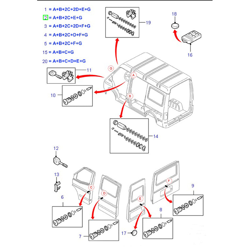 Lock Set To Suit VH/VJ Ford Transit YC15V22050YG / 4119503