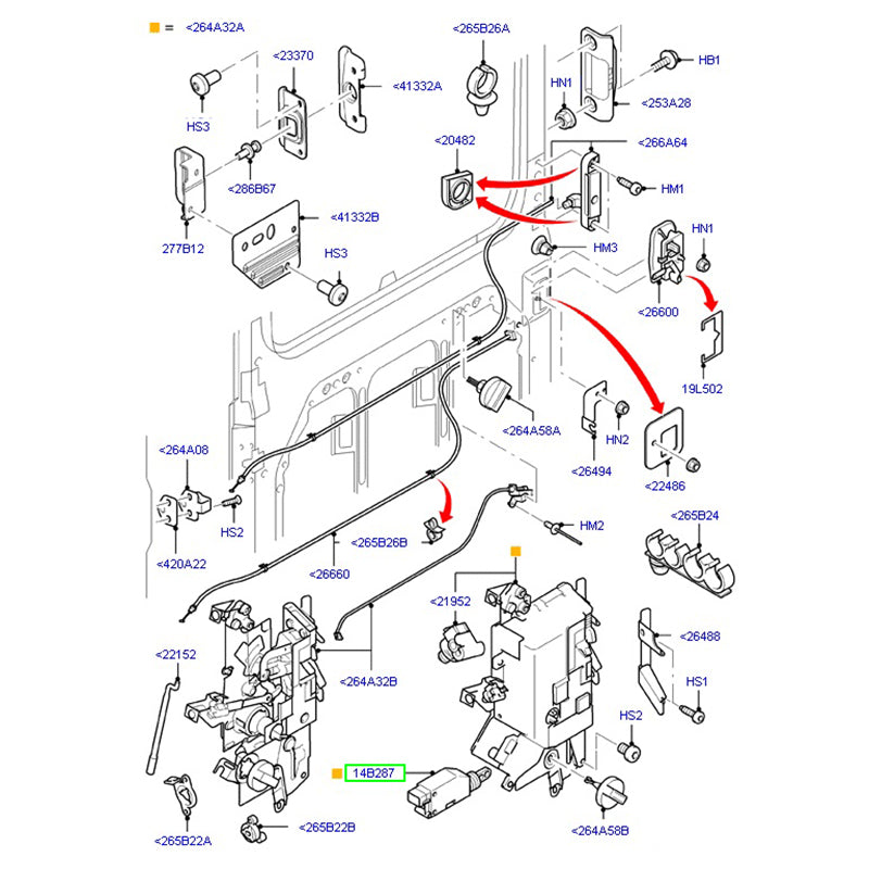 Left Hand Side / Passenger Side Sliding Door Actuator for Central Locking suits VH / VM Ford Transit YC1514B287AA / 4128844