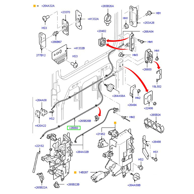 Sliding Door Outer Cable - Narrow Door 851mm to suit VH / VJ / VM Ford Transit 1C15V26660BC / 4170588