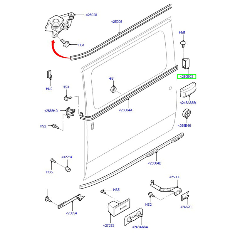 Sliding Door Centre Rail Left Hand Rear Cover to suit VH / VJ / VM Ford Transit YC15V290B03BB / 4386028