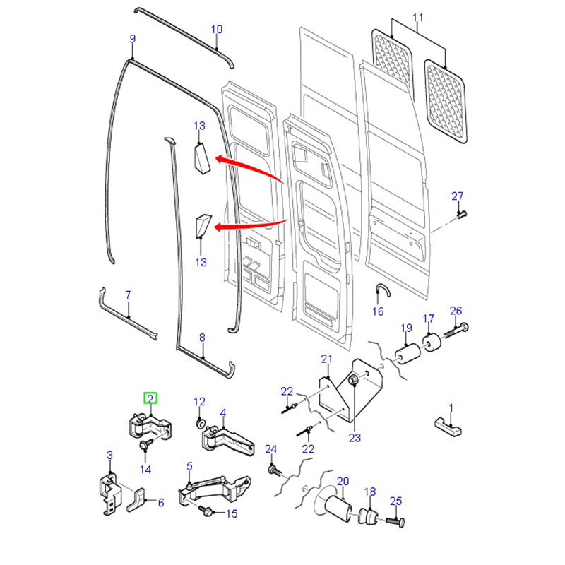 Rear Door Hinge LH Upper 180cm High Door To Suit VH / VJ / VM Ford Transit YC15V42983AK /  1752702