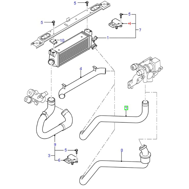 Turbo to Intercooler Hose to suit 2.4L VH / VJ Ford Transit 2C166K683AA / 4494359