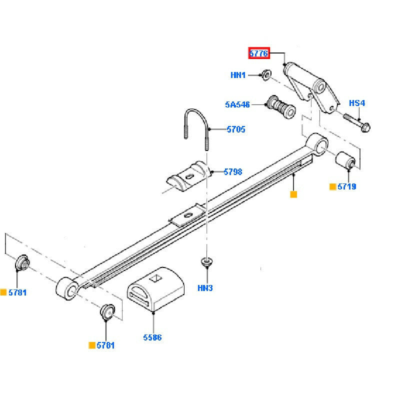 Rear Spring Rear Shackle & Top Bush to suit VH / VJ Ford Transit YC155776AC / 4531471