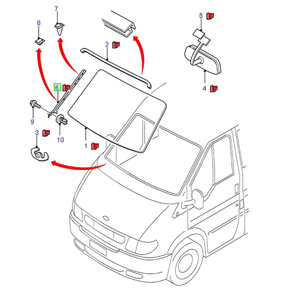 Genuine Passenger Side / Left Hand Screen Moulding / Windscreen Molding to suit VH & VJ Ford Transit Vans YC15V03683AXJALD / 4621065