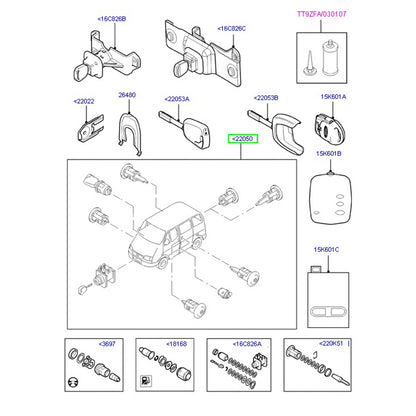 Genuine Lock and Key Set To Suit Ford Transit VM 6C1AV22050AAB / 4874483