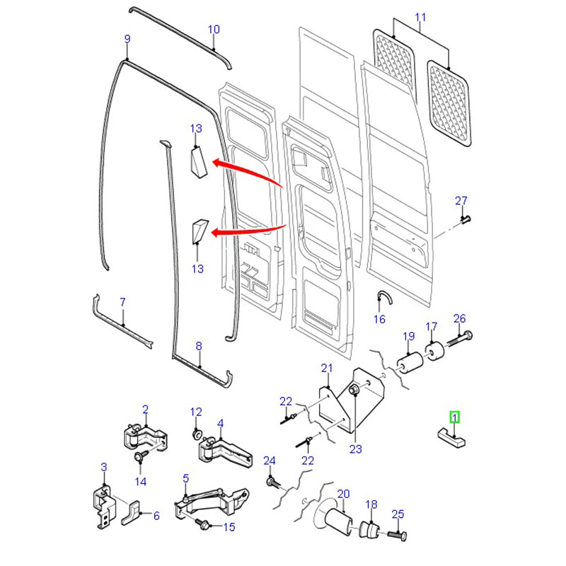 Rear Barn Door Inner Grab Handle To Suit VH / VJ Ford Transit YC15V441N48BB / 4877622