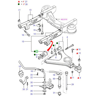 Lower Control Arm Inner Front Bush to suit VG Ford Transit 92VB3432AA / 6608818