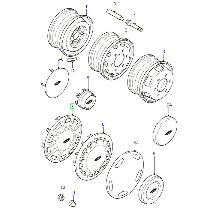 15 Inch Wheel Full Hub Cap to suit VG 1994 - 2000 Ford Transit 92VB1130CE / 6973979