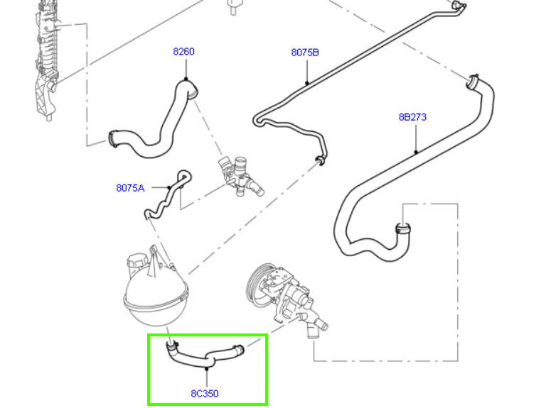 Genuine Ford Coolant Hose Reservoir to Pump Suit Ford Transit VM 8C118C351AA / 1566137